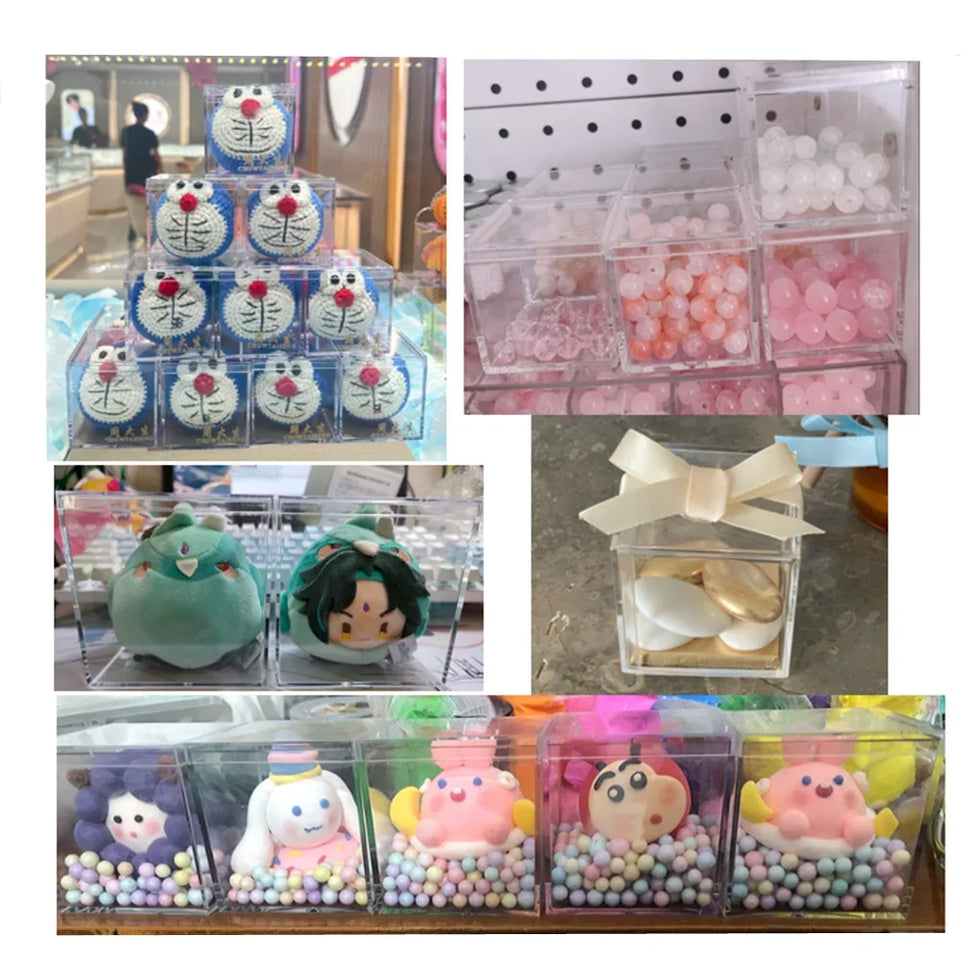 6&12pc Christmas Acrylic Candy Box Goodie Bags Clear Chocolate Plastic Wedding Party Favor Packing Box Container Jewelry Storage