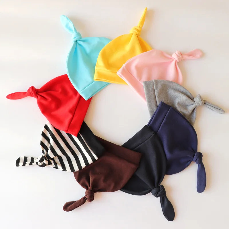 1PCS Handmade Knot Infant Hats Soft Skin-friendly Baby Girls Caps Fashion Newborn Headwear Clothing Decoration Mom Kids Gifts