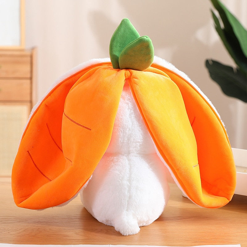 18cm Cosplay Strawberry Carrot Rabbit Plush Toy Stuffed Creative Bag into Fruit Transform Baby Cuddly Bunny Plushie Doll For Kid