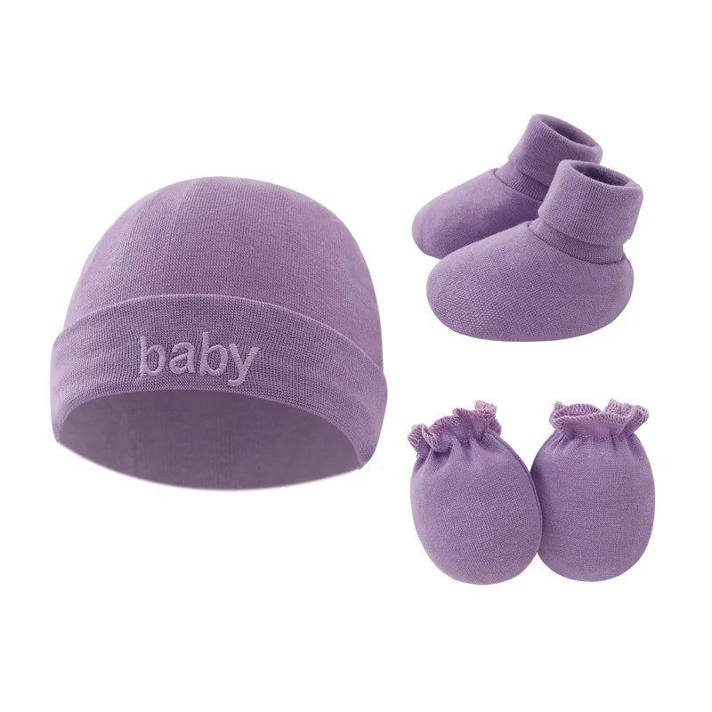 1-3pcs Baby Hat Newborn Bonnet Gloves Socks Set Embroidery Letter BABY Infant Photography Props New Born Gift Accessories Cap